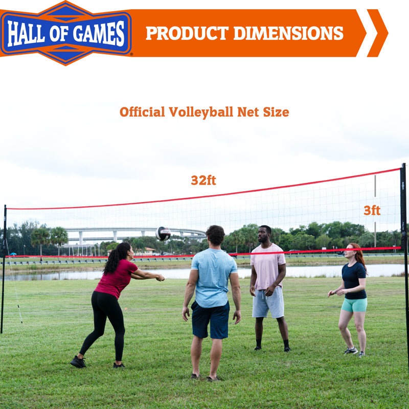 Hall of Games 32-ft Outdoor Volleyball Net and Carrying Bag Set with Official Size Volleyball