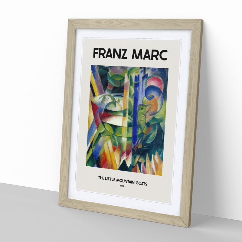 The Little Mountain Goats by Franz Marc - Picture Frame Painting, 36cm H x 27cm W x 2cm D, Oak Framed