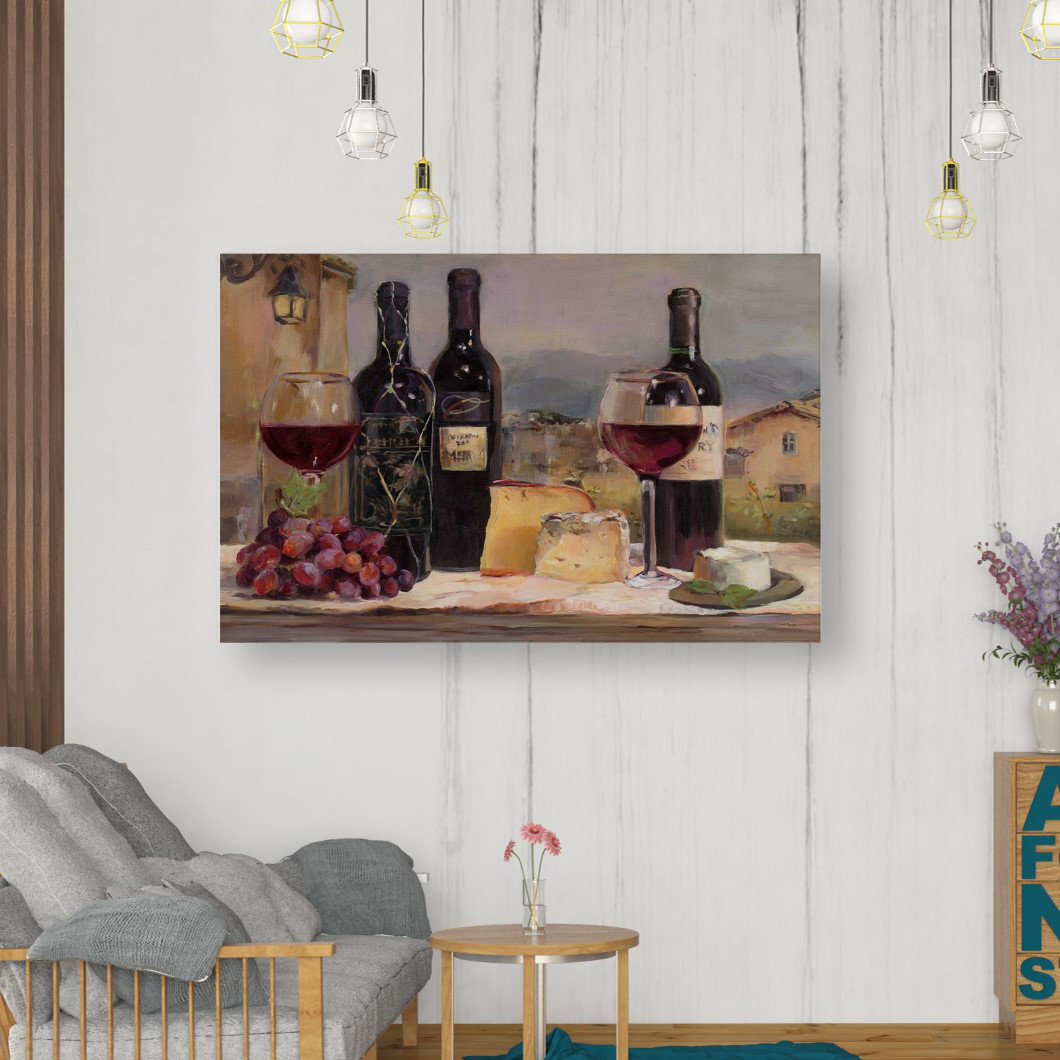 'Villa Reds' Graphic Art Print on Canvas Fleur De Lis Living 