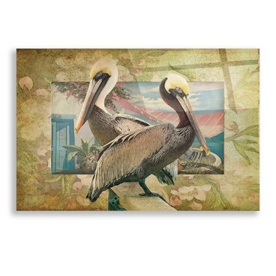 Highland Dunes 'Pelican Paradise IV' by Steve Hunziker, Acrylic Glass Wall Art, 24"x16"