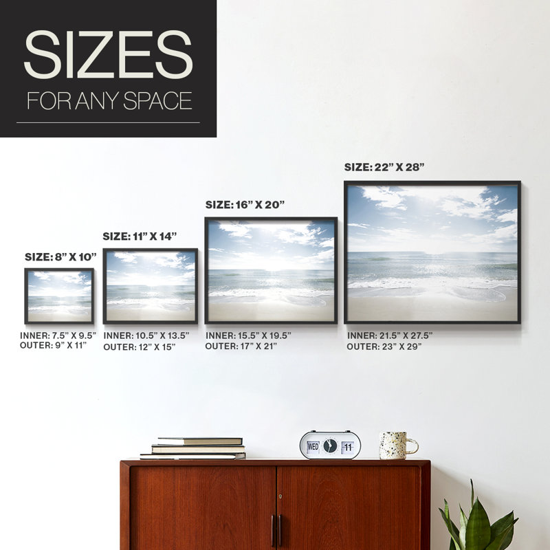 Sandy Beach -Framed Print - Restickable, Noir, noir, noir, noir, H 16 po x l 20 po