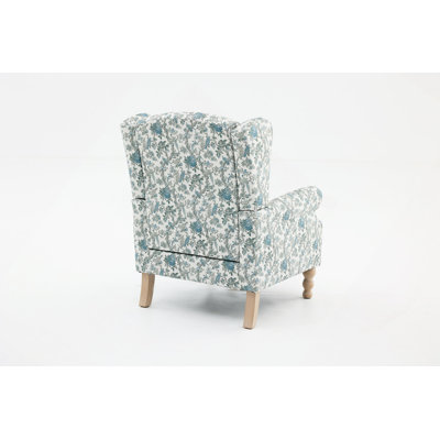 Chaise d'appoint moderne avec pieds en bois rétro, fauteuil rembourré confortable, canapé simple à motif floral pour le bureau de la chambre à coucher du salon