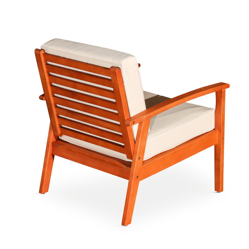 Fauteuil d'eucalyptus à assise profonde avec coussins bleu marine - Résiste à la pourriture et à la pourriture, Marine