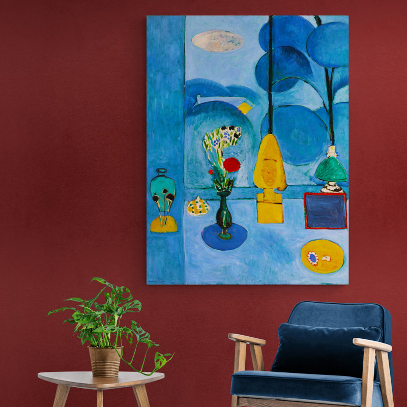The Blue Window by Henri Matisse - Closed Corner Frame Print on Canvas, 61cm H x 41cm W x 4cm D