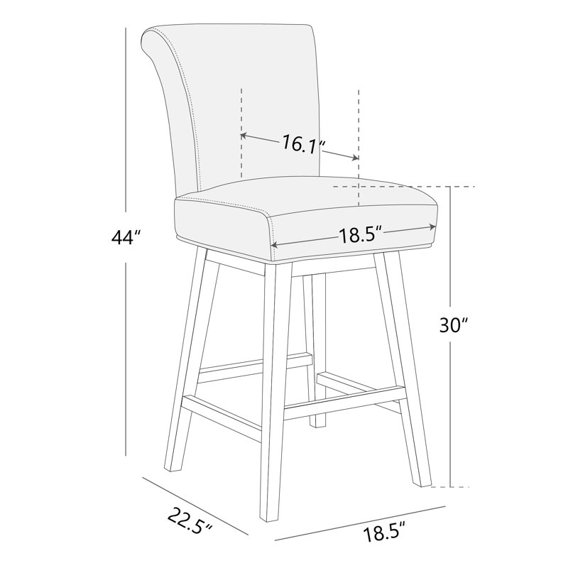 Tabouret de bar et de comptoir pivotant Elora, Similicuir grainé noir, Tabouret de comptoir (siège d'une hauteur de 26 p