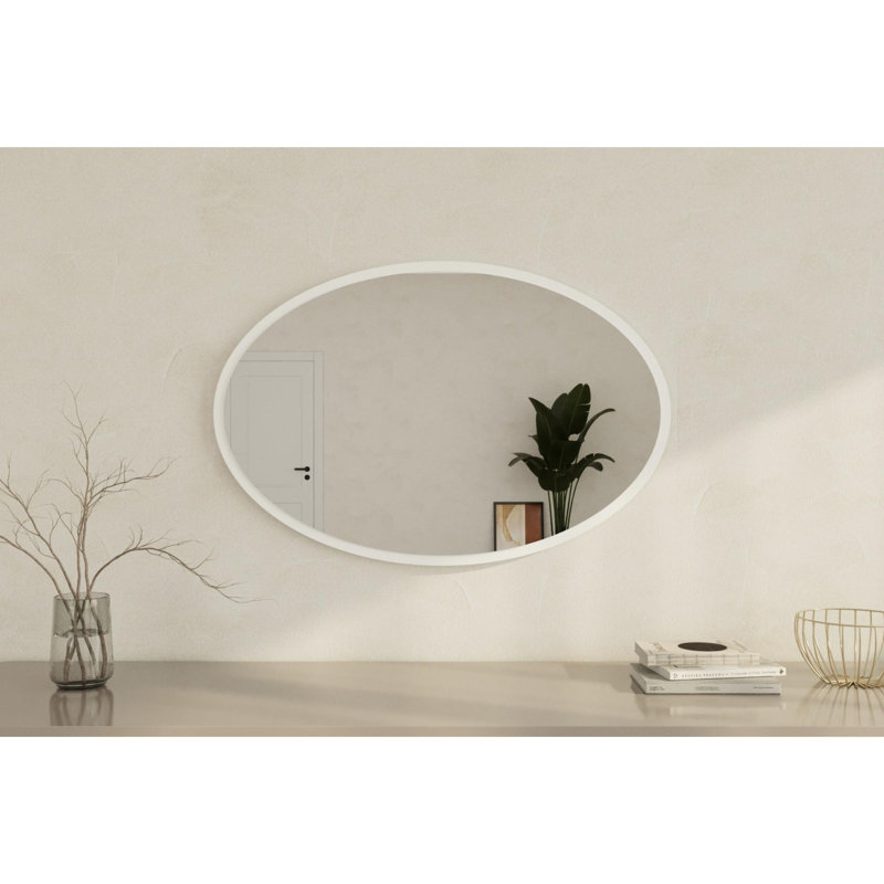 Élégant miroir mural 23,6 po x 35,4 po x 0,9 po | 100% panneau de fibres à densité moyenne avec finition écologique Flotale-E | Design blanc moderne, parfait pour la décoration intérieure et rehaussant la lumière dans n'importe quelle pièce | Ajout élégant et fonctionnel