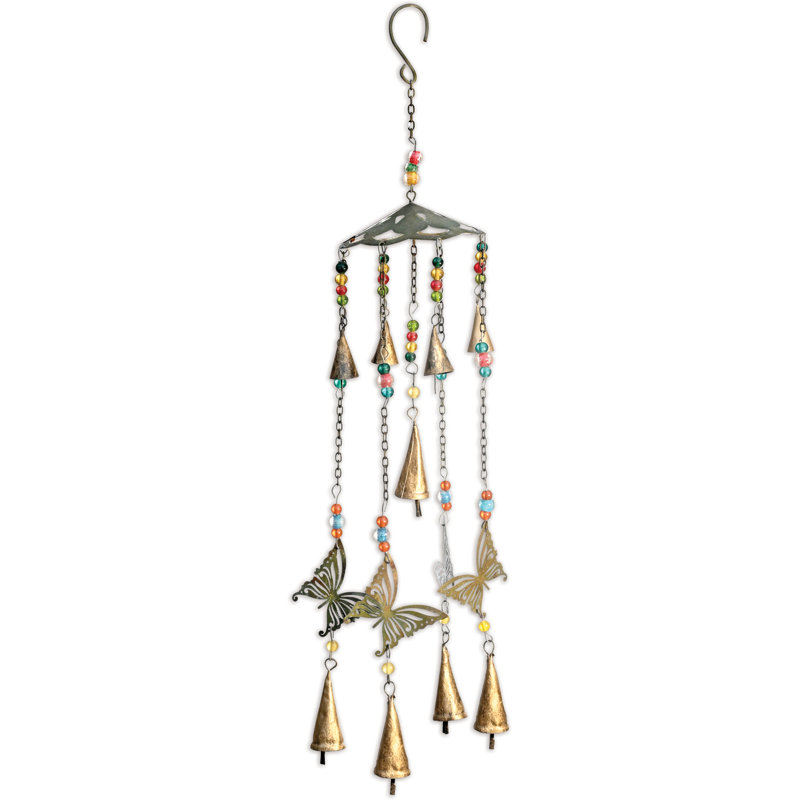 Papillon et carillon en forme de cloche, finition antique