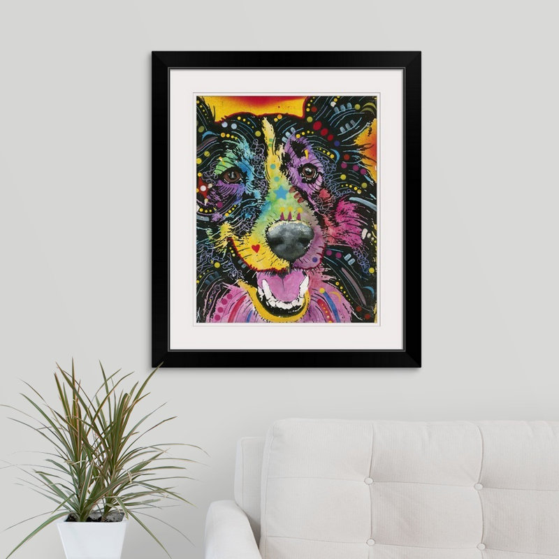 " Smiling Collie " by Dean Russo, Black Framed, 28" H x 24" W x 1" D
