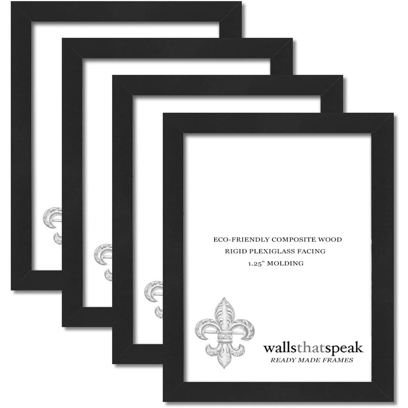 15x21 Black Eco-Friendly Composite Wood Picture Frames, Set of 4
