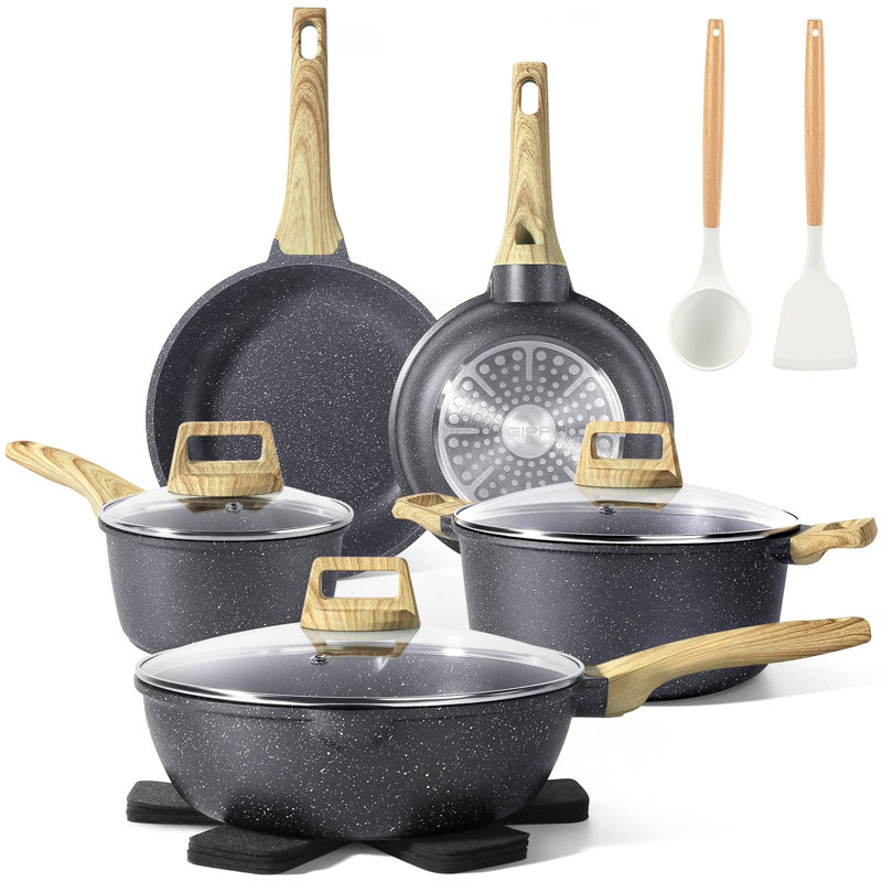 14 - Piece Aluminum Cookware Set, Black