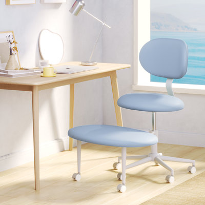 Upholstered Office Chair Ergonomic Cross-Legged Desk Chair with Lumbar Support and Wheels Meditation Chair by Ebern Designs