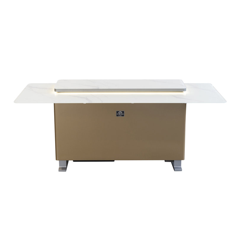 Table de bar blanche Elevato, Plateau blanc / base brune