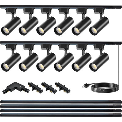 Têtes d'éclairage sur rail Braccsekai GU10 3CCT, lot de 12 blanc 3000K / 4000K / 6000K sélectionnable à température de couleur, 10W plafonniers décoratifs pour le bureau, la galerie, le magasin de détail et la décoration intérieure (rail non inclus)