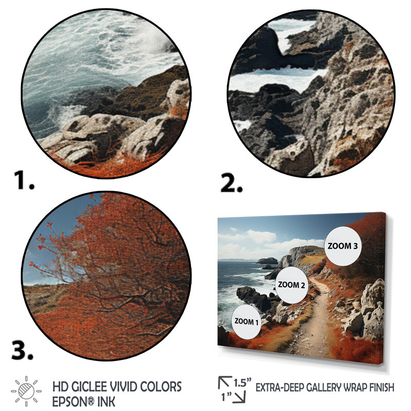 «Coastal Path IV», reproduction sur toile, H 34 po x l 44 po x P 1,5 po, Cadre photo blanc