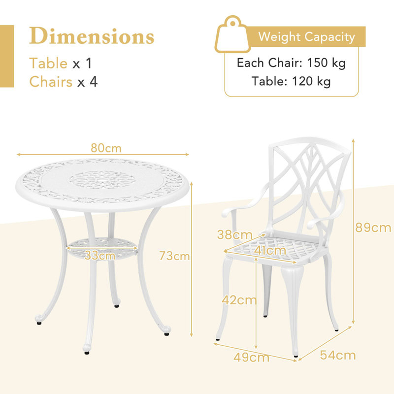 Round 5 - Piece 4 - Person 80Cm L Outdoor Table Set