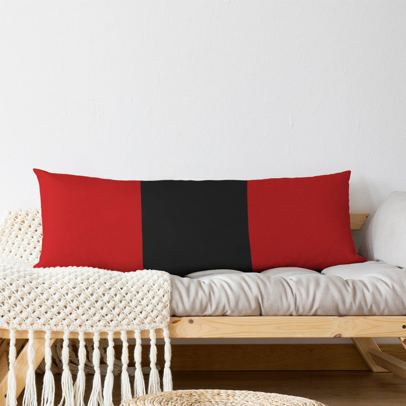 Stripes Medium Polyester/Polyfill Body Pillow, Red/Black/Red, Acton