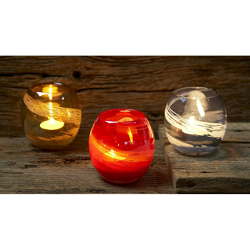 Pearl 3.4'' H Glass Tabletop Votive Holder, Amber