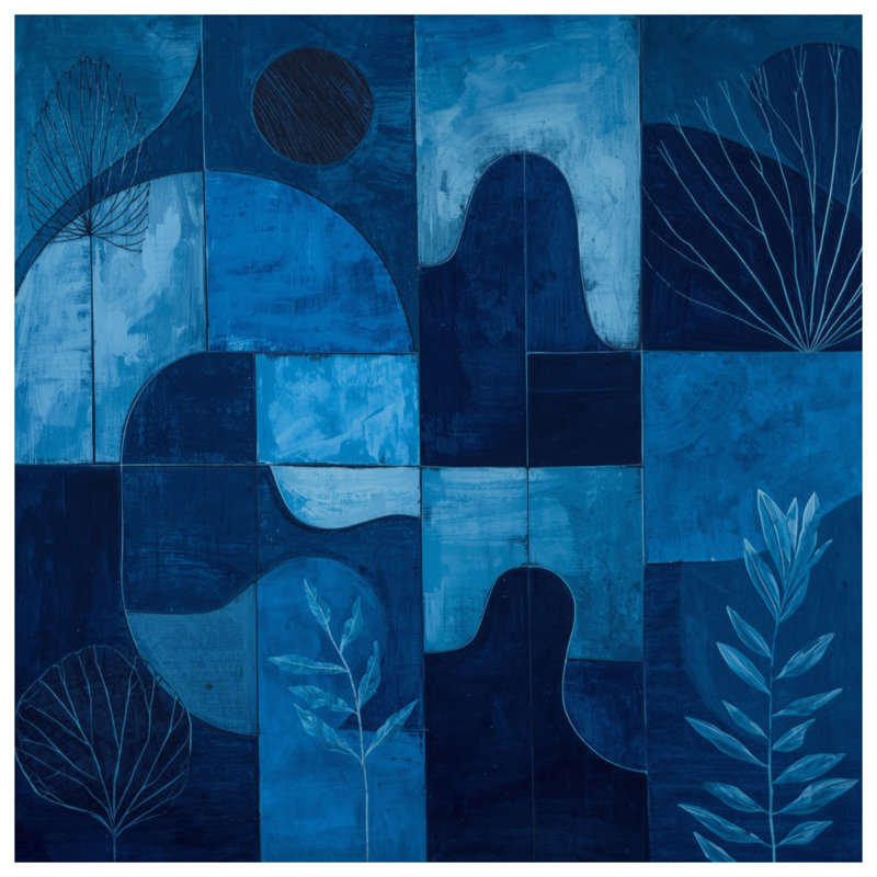 Blue Geometric Abstract Shapes Comforter, King