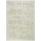 Hand Knotted Abstract Area Rug in White/Light Tan