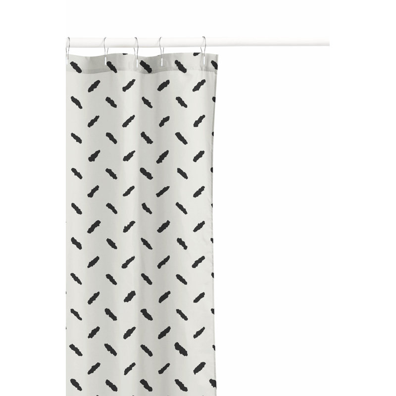 Kat Ultra-Thin Lightweight Shower Curtain, Ivory/Charcoal
