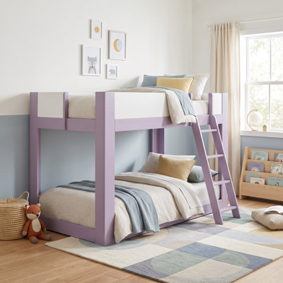 Kids' Bunk Bed with Reversible Ladder and Paneled Guardrails, Two-Tone Design, Modern, Kids' Bedroom