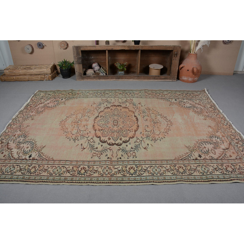 Tapis rétro, tapis tissés à la main, tapis turc, tapis tendance, grands tapis de 6,1 x 9 pi, tapis neutres beiges