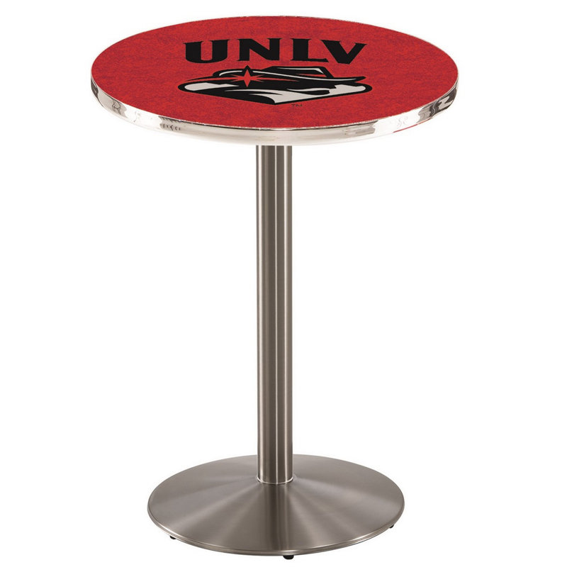 Round Metal Base Dining Table, Stainless Steel, University of Nevada Las Vegas