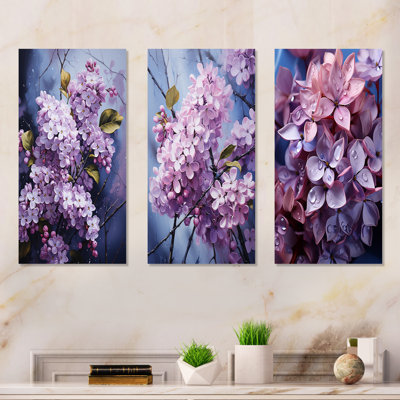 Essential Lilacs Lullaby - Lilacs Metal Prints Set Of 3