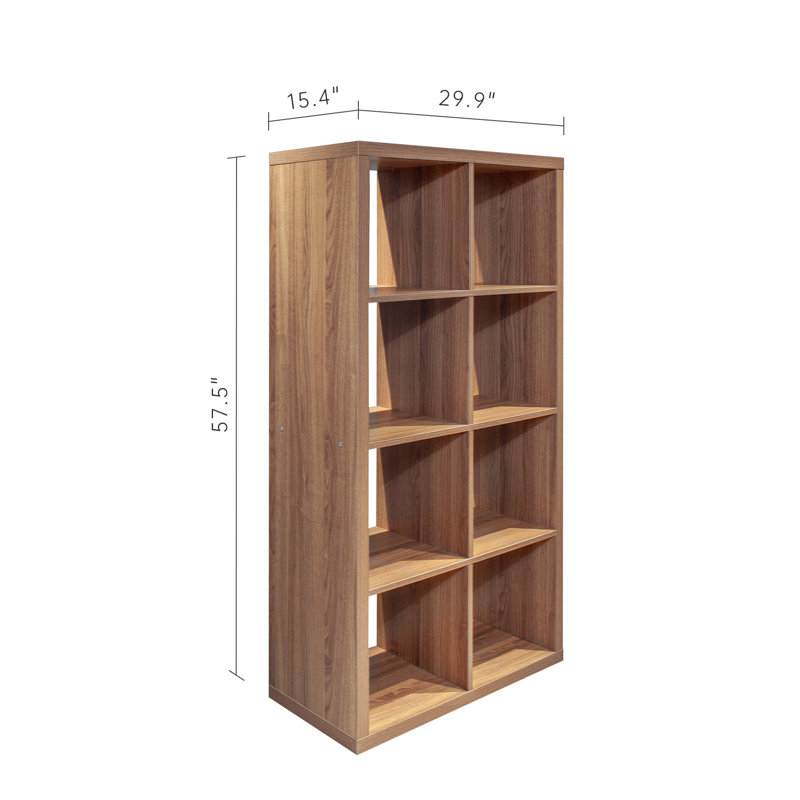 Smart Cube 8-Cube Organizer Storage with Opened Back Shelves,2 X 4 Cube Bookcase Book Shleves, Walnut