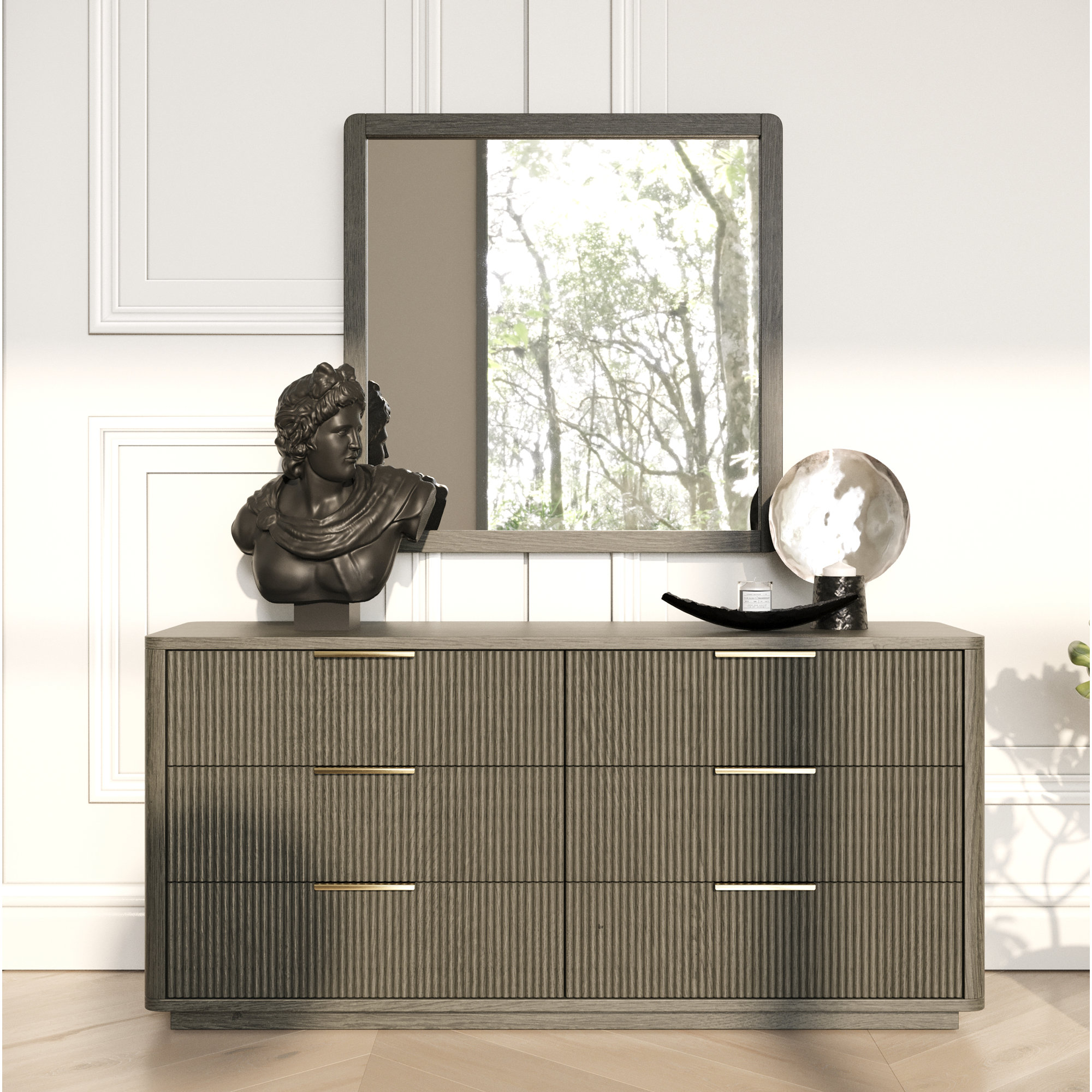 Akira 6 - Drawer Double Dresser, Gray Wash
