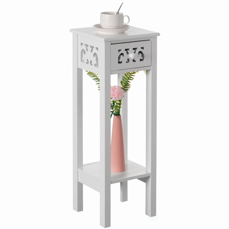 Avellino End Table with Storage, White