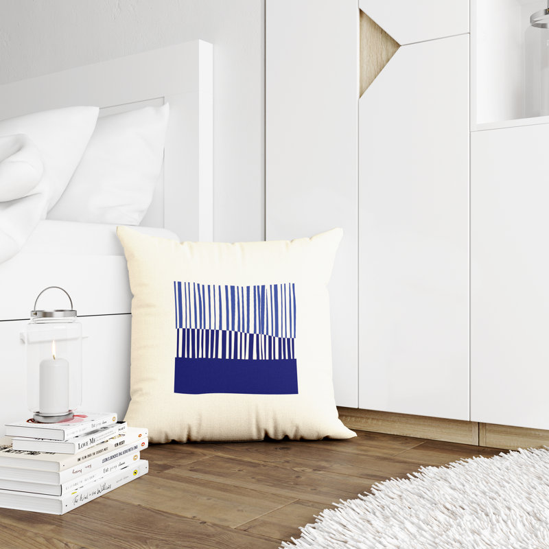 Jeté carré en polyester intérieur / extérieur, L 17 po x H 17 po, Bleu marine