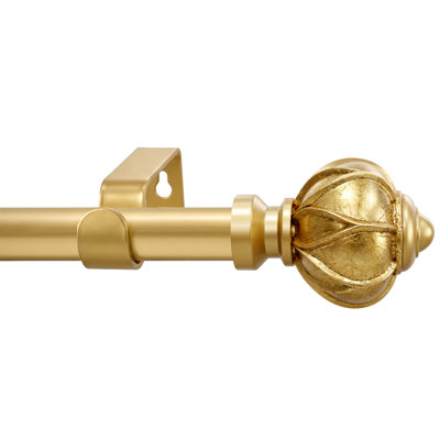 1" Gold Adjustable Curtain Rod for Windows, 32 to 48 inches, Telescoping Single Drapery Rod for Windows