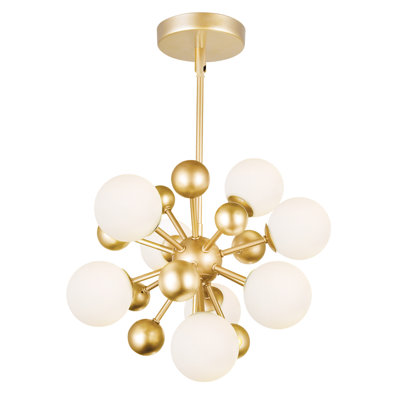 8 Light Chandelier With Sun Gold Finish