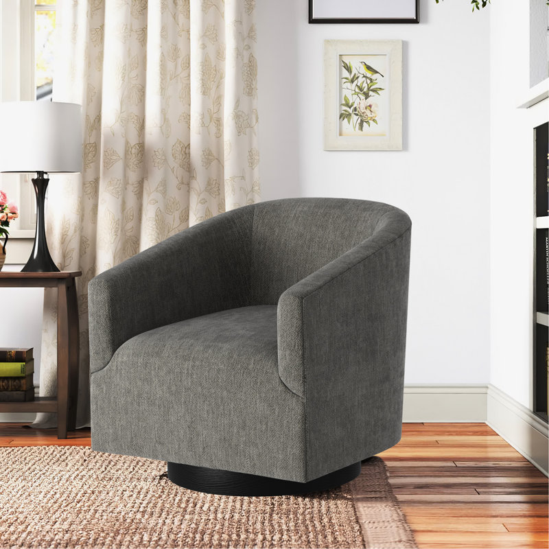 Fauteuil pivotant contemporain en tissu gris anthracite Bouknight, Gris anthracite