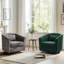 Fauteuil pivotant confortable en tissu chenille et base en bois massif confortable pour le salon
