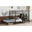Structure de lit superposé avec garde-robe intégrée, lit superposé en métal avec bureau et chaises de rangement