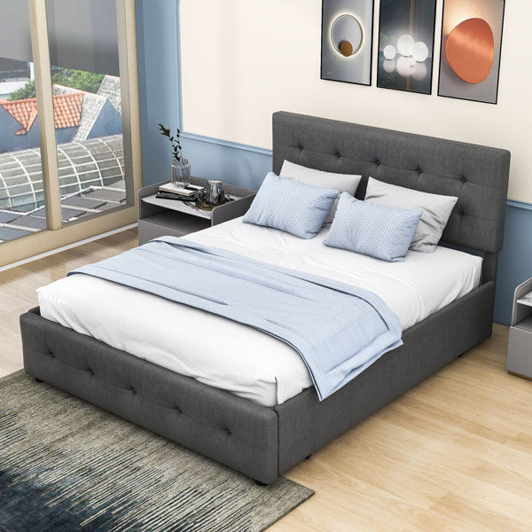 Ebern Designs Vangelica Queen 2 Drawers Upholstered Platform Bed with ...