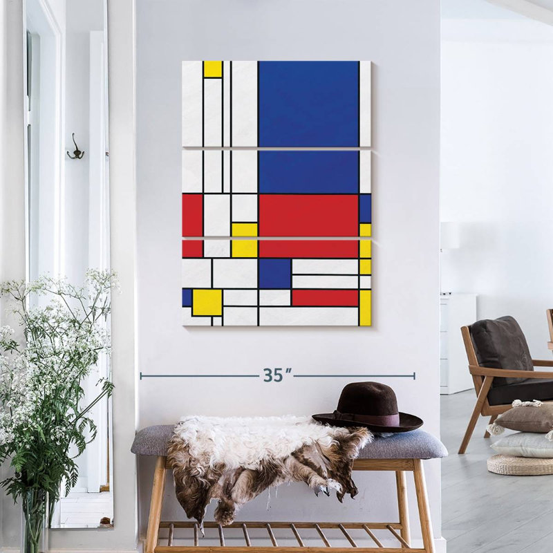 Geometric Mondrian II Multi Piece Canvas Print, 38" H x 24" W x 1.25" D