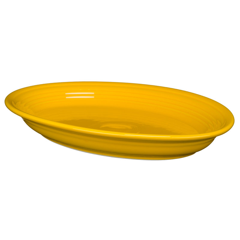 Plat de service ovale Fiesta Serveware, Jonquille, H 1,75 po x l 13,62 po x L 13,62 po