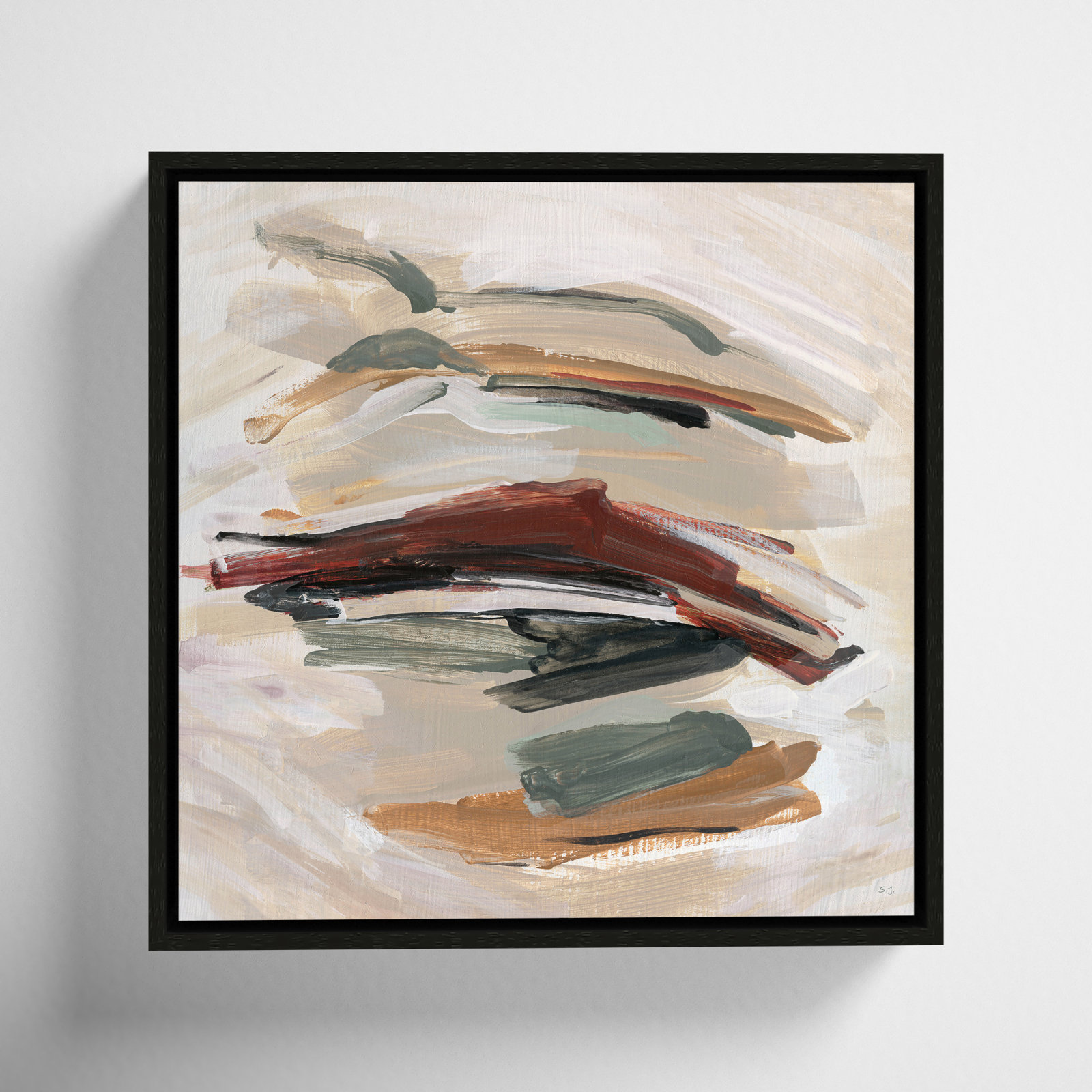 Carmina "Spring Shadows" Painting by Susan Jill, 13.5" H x 13.5" W, Espresso 