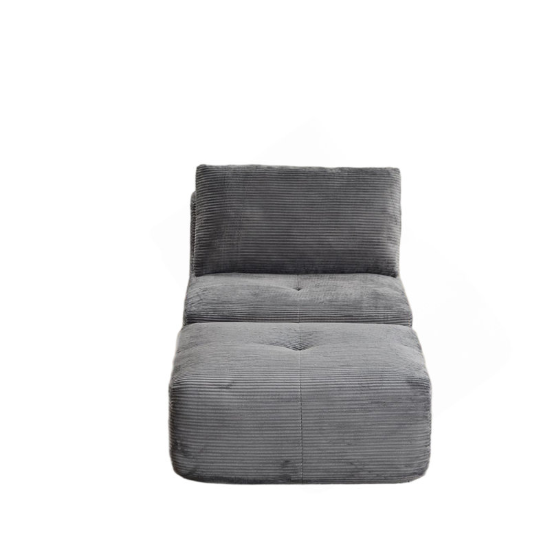Canapé modulaire en mousse à mémoire de forme moderne, méridienne simple pour le salon, canapé modulaire Cloud pour animaux de compagnie, tissu en velours côtelé, repose-pieds mobile, sans assemblage requis, gris
