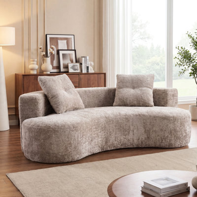 79.5" 3 - Seater Boneless Couch For Small Living Rooms, Bedrooms, And Offices, Fabric, No Assembly, In A Box Upholstered Room, Office, Bedroom, Or Apartment, Camel Colored, Foam Spring,