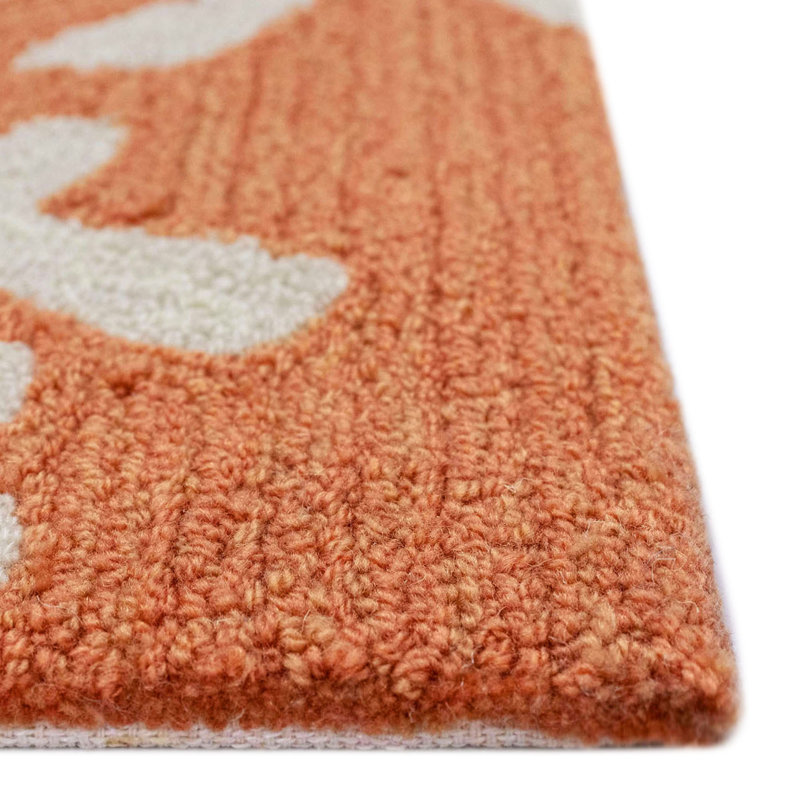 Handmade Tufted Coral Rug, Rectangle 7 pi 6 po x 9 pi 6 po