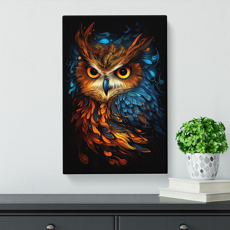 Owl Digital Art - Wrapped Canvas, 50cm H x 35cm W x 3cm D