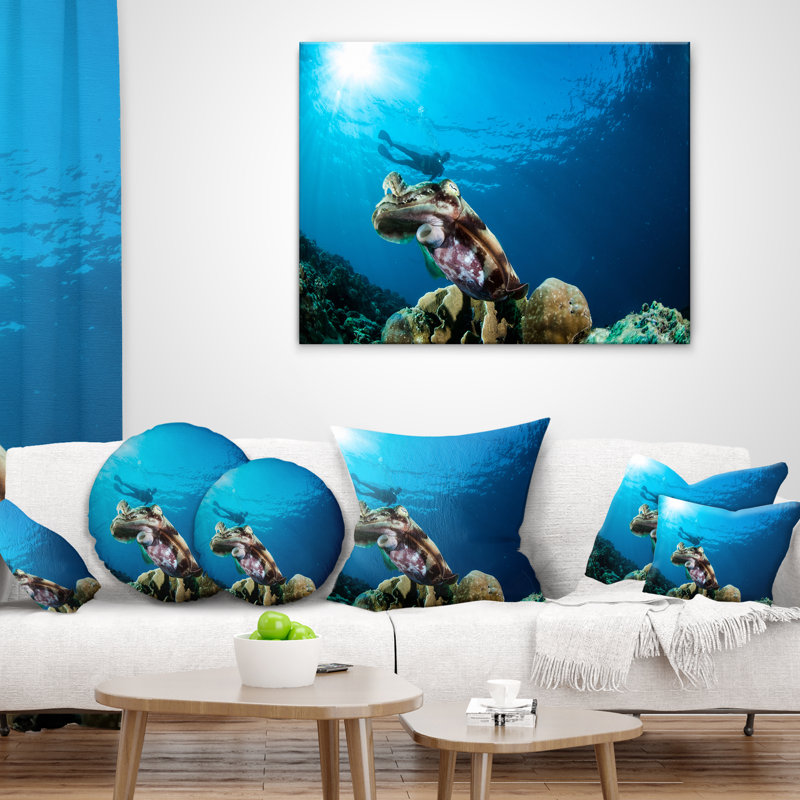 Coussin Broadclub sous l'eau - Imprimé Sea & Shore, 16 po x 1 po, Coussin décoratif
