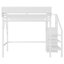 Lit mezzanine simple avec escalier, rangement et garde-robe, métal blanc, filet de 125,4 lb, rangement en métal de 47,8 po de largeur, escalier blanc, longueur 94,3 lb, poids lb