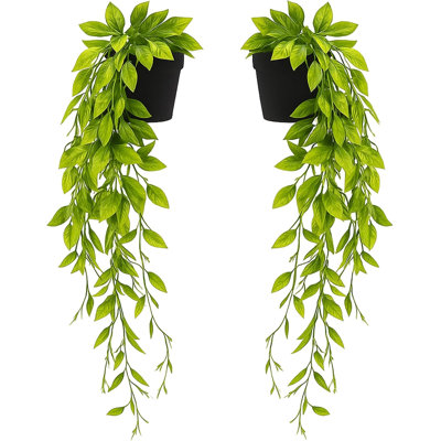 2 pack Fake Plants Fake Hanging Plants Artificial Plants Indoor Outdoor | Room Decor Home decor, Wall Shelf Patio Garden