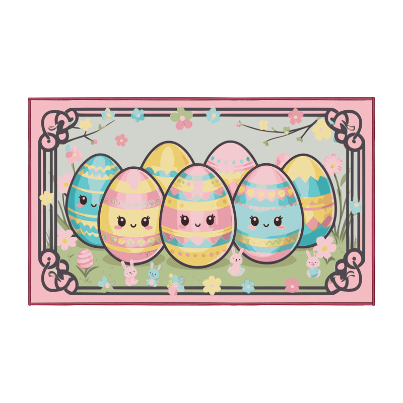 The Holiday Aisle® Easter Spring Holiday Rug, Rectangle 5' x 7'