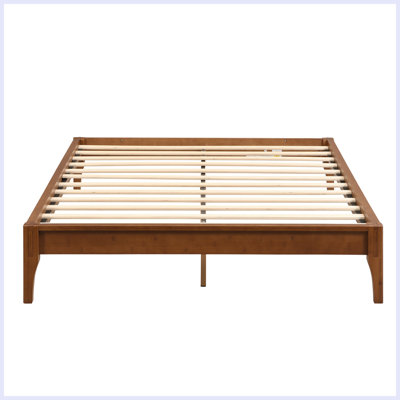 Base de lit plateforme moderne en bois de bambou avec support en lattes de bois